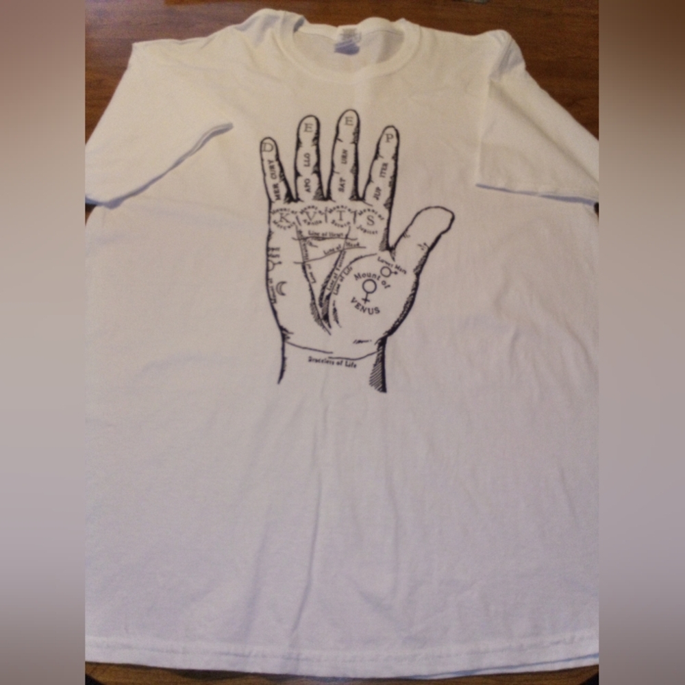 Palmistry Hand White XL Graphic Gildan Heavy Cotton T-Shirt